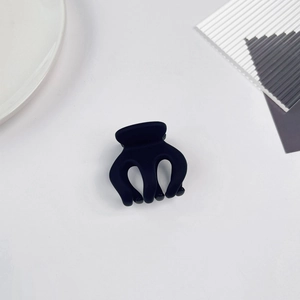 Gros plan d'une petite pince à cheveux noire mate pour queue de cheval et frange