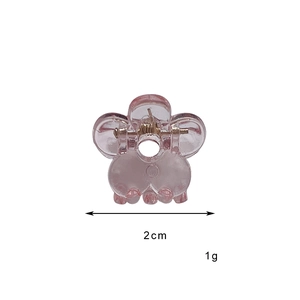Mini pince à cheveux fleur rose transparente de 2 cm pour maintenir les petites mèches
