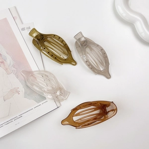 Pince à Cheveux Style Coréen Couleur Gelée Fraîche d'Été Ovale Ajourée pour Femmes Grande Pince à Cheveux en Plastique Fait à la Main