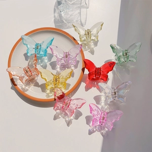Transparent Iridescent Butterfly Hair Claw Large Acrylic Resin Hair Clip Korean Style Shark Clip For Women Hair Styling