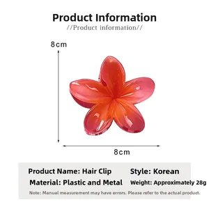 Detailed view of flower hair claw clip with 8cm dimensions and gradient glossy finish