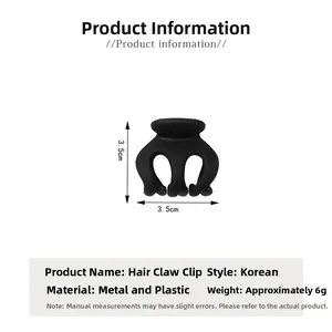 Detail showing 3.5cm matte black mini shark clip size and technical specifications
