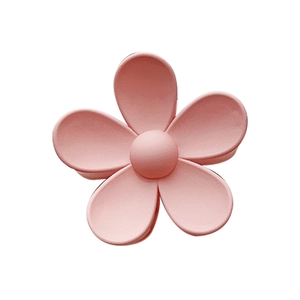 Pink matte flower hair claw clip in Korean style minimalist design for women