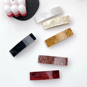 Elegant rectangle acetate hair clips in 6 colors including marble white and amber