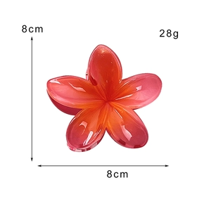 Romantic gradient pink frangipani hair claw clip for women stylish summer floral accessory