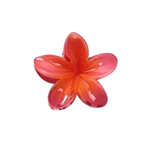 Romantic gradient floral hair claw clip with Hawaiian plumeria design for summer styles