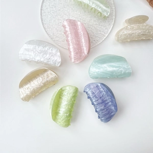 Acrylic hair claw clips set with marble texture and trendy water ripple pattern design