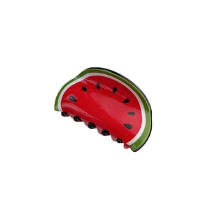 Creative watermelon slice acrylic hair claw clip with vibrant summer fruit design