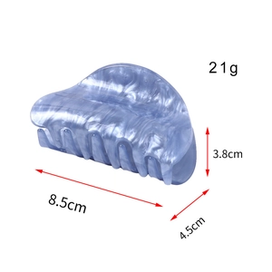 Blue marble texture acrylic hair claw clip for women with 8.5cm size and 21g weight