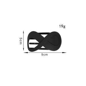 Matte black infinity-shaped hair claw clip with cutout geometric design for women, 9cm