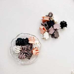 Vue détaillée de mini pinces à cheveux colorées incluant styles fleurs et linéaires