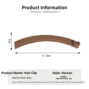 Detailed view of matte brown banana hair clip with 11.5cm length and size markings