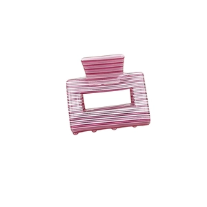 Pince à cheveux rectangulaire évidée en acétate à rayures roses pour coiffure élégante