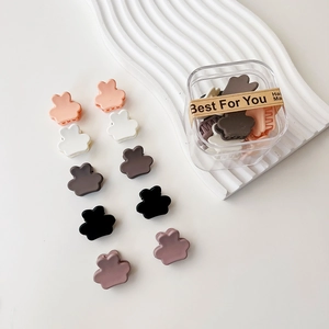 Mini pinces à cheveux ours en couleurs Morandi avec boîte cadeau et ruban doré