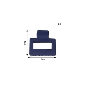Pinza per capelli quadrata blu navy opaco, dimensioni 4x4cm, peso leggero di soli 8g