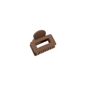 Pinza per capelli quadrata marrone caffè opaco con design minimalista scavato