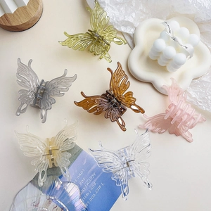 Pinces à cheveux papillon translucides aux tons de bonbons avec ressort en métal