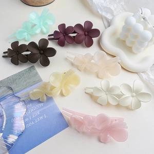 Frosted Double Flower Duckbill Hair Clip Acrylic Matte Floral Hairpin Korean Style Sweet Hair Accessories For Women Daily Decoration