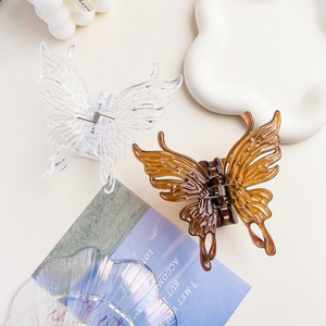 Détails de pinces à cheveux papillon en acrylique avec structure à ressort en métal
