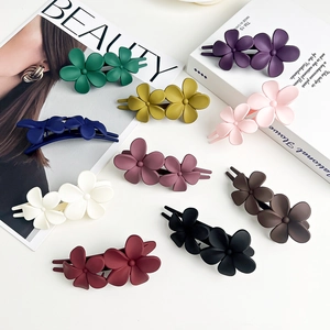 Matte Double Flower Duckbill Clip Korean Ins Style Matte Plastic Floral Hair Grip For Women Daily Styling Accessories