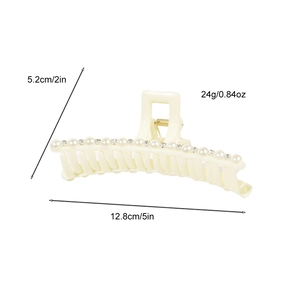 Eleganter großer Haarclip in Cremeweiß mit Perlen und Strasssteinen 12,8cm Maße
