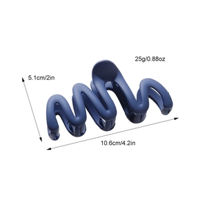 Pinza per capelli opaca blu scuro a forma di onda, dimensioni 10,6 cm di lunghezza e 5,1 cm