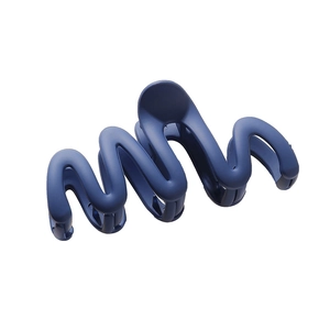 Pinza per capelli blu scuro opaco a forma d'onda con design elegante e curvo