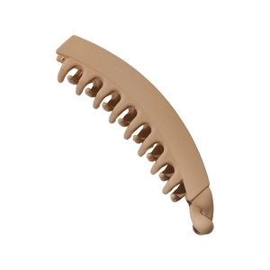 Elegante fermaglio a banana opaco color tè al latte con denti curvi per coda di cavallo