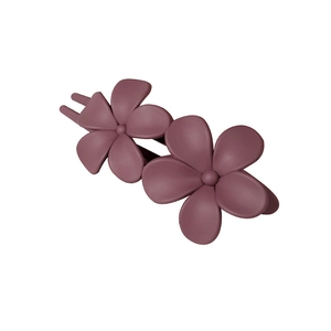 Matte finish double flower duckbill hair clip in deep mauve for elegant updo styling