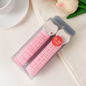Pink self-adhesive hair roller pins in heart-shaped design with Korean style packaging