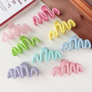 Colorful cream wave hair clips set in seven pastel colors for elegant hair styling