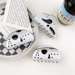 Mollette per capelli con viso di fantasma per Halloween in bianco e nero per acconciature