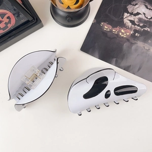 Molletta per capelli Ghostface con finitura lucida bianca e molla in metallo argentato