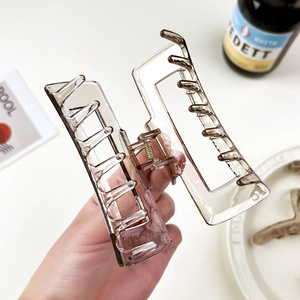 Grande pince à cheveux en résine ambre translucide pour cheveux épais, style minimaliste