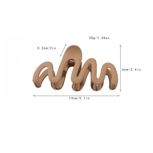 Mocha matte wave hair claw clip for women featuring elegant irregular curved design