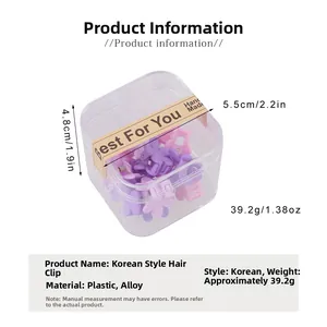 Mini pinces à cheveux macaron roses et violettes dans une boîte en plastique carrée