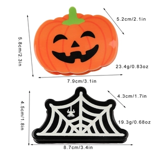 Tableau des tailles détaillé pour pinces à cheveux Halloween citrouille et toile d'araignée