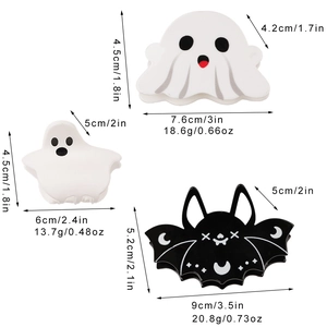 Lot de pinces à cheveux Halloween avec motifs fantôme et chauve-souris et dimensions