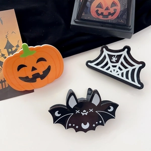 Lot de pinces à cheveux Halloween avec citrouille, toile d'araignée et chauve-souris