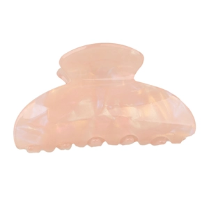 Pink translucent acrylic shark hair claw clip with elegant marble texture and glossy finish