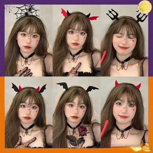 Halloween cartoon headbands featuring devil horns and bat wings for festive party costumes