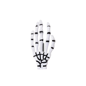 Pince à cheveux main de squelette blanche pour Halloween avec détails d'os noirs