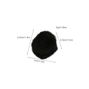 Plush black pompom hair clip for women with detailed 3.5cm size dimensions and weight