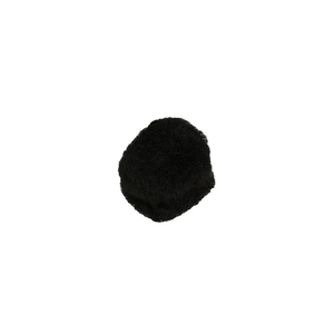 Plush black circular hair accessory with soft pompom texture for elegant styling