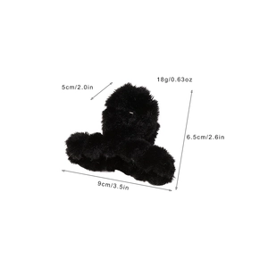 Pince à cheveux en peluche noire pour femme avec mesures de taille de 9 cm de long