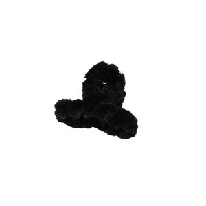 Pince à cheveux minimaliste en fausse fourrure noire avec texture douce et design élégant