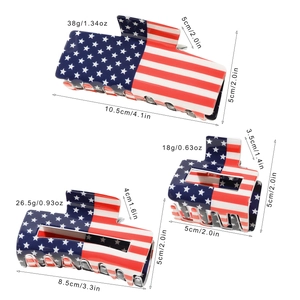 Lot de trois pinces à cheveux drapeau américain de différentes tailles avec dimensions