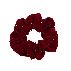 Chouchou élégant en velours rouge foncé avec strass brillants pour la coiffure