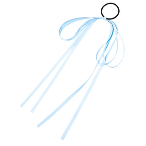 Élastique à cheveux élégant avec nœud en ruban bleu clair et long ruban en satin