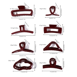Lot de pinces à cheveux rouge foncé élégantes aux formes géométriques pour coiffures variées